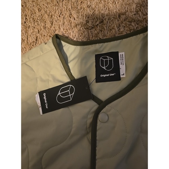 Original Use Green Sage Lightweight Quilted Shirt Jacket Large Pockets Front - Picture 4 of 7